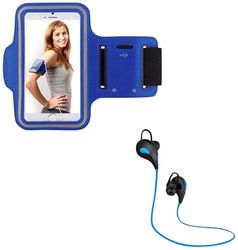 Pakiet sportowy do smartfona Huawei P30 (słuchawki sportowe Bluetooth + opaska na rękę) Running T6 (niebieski)