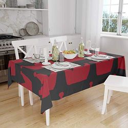 Bonamaison, Anti-moisissure, Séchage Rapide, Résistant aux Taches, Lavable en Machine, 100% Polyester Nappe de Table, Rouge Noir, 140 x 160 Cm - Conçu et Fabriqué en Turquie