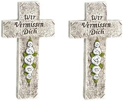 HEITMANN Brauns 6708 2-delige set kruis Wir missen Dich, 17 x 9,5 cm, grijs