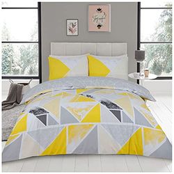 Gaveno Cavailia Lyxiga geometriska former påslakan täcke, lättvårdad vändbart poly-bomull sängkläder set, Mila, Kingsize, ockre/grå, 50% polyester och 50, kung