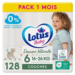 Lotus Baby Douceur naturalne pieluchy, rozmiar 6 (16-26 kg), 1 miesiąc, 128 pieluszek