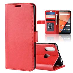 Custodia® Capirotazo Billetera Funda para Vodafone Smart X9 (Rojo)