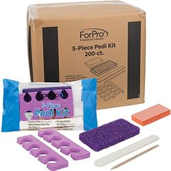 5-Piece Pedi Kit, Pumice Pad, Wood Nail File, Mini Buffer 100/180 Grit, Wood Stick, Toe Separators, 200-Count