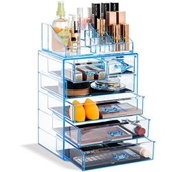 Sorbus Organizador de Maquillaje Transparente – Almacenamiento de Maquillaje y Joyas, Estuche y exhibición – Diseño Espacioso – Ideal para tocador, baño, tocador y encimera (4 cajones Grandes, 2