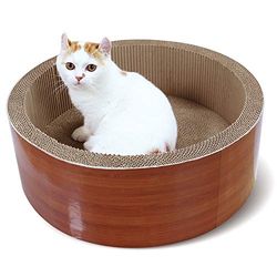 ScratchMe Tiragraffi per gatti, letto rotondo per gatti, cuscino resistente per prevenire danni ai mobili, 43 x 44 x 15 cm