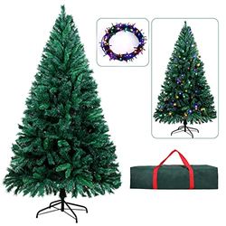 OUSFOT Christmas Tree 6ft with 250 LED 25M Colorful Lights Oxford Storage Bag 815 Branches Christmas Decoration Foldable