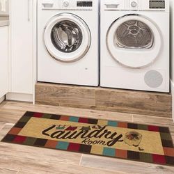 Ottomanson Tapis de couloir collection Laundry bordure à carreaux dos en caoutchouc 50 cm x 150 cm multicolore