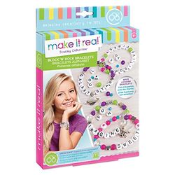 Make It Real – Block n’ Rock Bracelets. DIY Alphabet Letter Beads & Charms Bracelet Making Kit for Girls. Arts and Crafts Kit to Design and Create Unique Tween Bracelets with Letters, Beads & Charms