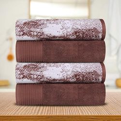 Superior Lot de 4 Serviettes de Bain en Coton uni et marbré à séchage Rapide, Grandes, très absorbantes, Douces, Accessoires de Salle de Bain Modernes, Accessoires de Salle de Bain, Douche, Articles