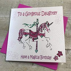 Wit Cotton Cards wenskaart to a Gorgeous Daughter Have A Magical Birthday nhandgemaakte kaart