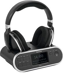 TechniSat STEREOMAN 2 DAB+ - Cuffie wireless da 2,4 GHz (con docking station, ricezione radio DAB+/FM, per TV e impianti musicali), nero