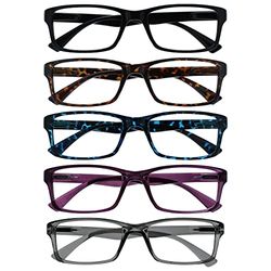 The Reading Glasses Company Pep Reading Glasses, Nero/Marrone/Blu/Porpora/Grigio, 1,00 Diottrie Unisex