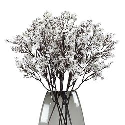 maoodoo Babys Breath 8 Bundle Real Touch Artificial Flowers Fake Silk Flower Gypsophila Wedding Party Decoration Home Decor (White)