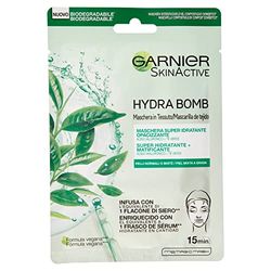 GARNIER Skin Active Máscara de tecido HydraBomb, hidratante e matizante, para peles mistas a gorduras