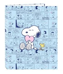 SNOOPY LOVE map met 4 ringen, ideaal voor kinderen van verschillende leeftijden, comfortabel en veelzijdig, kwaliteit en duurzaamheid, 26,5 x 33 cm, Lichtblauw, M, Casual