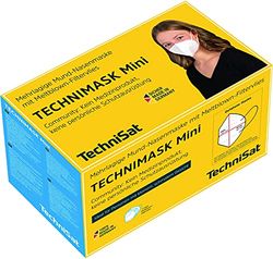 TechniSat TECHNIMASK Mini – community-masker voor kleine, smalle gezichten (mond- en neusbedekking, meerlaags masker van hoogwaardig vlies, Made in Germany) 5 stuks - patroon geruit