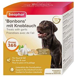 beaphar Knoflooksnoepjes voor honden, hondenlekkernijen, hondensnacks met omega 3, 6 9, ter ondersteuning van de darmflora, zonder kunstmatige toevoegingen, 245 g