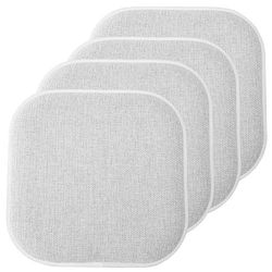 Sweet Home Collection Cojines de Espuma viscoelástica para Silla, Goma Antideslizante, diseño de Panal de Abejas y Esquinas Redondeadas de 16 x 16 Pulgadas, Alexis Gris/Blanco, Paquete de 4 Unidades