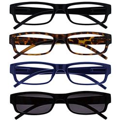 The Reading Glasses Company La Compañía Gafas De Lectura Negro Marrón Azul Lectores Con UV400 Lectores De Sol Valor Pack 4 Hombres Mujeres RRRS32-1231 +1,00