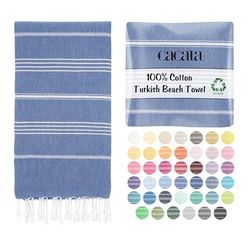 Cacala Pestemal Serviettes de Bain Turques 98 x 180 cm pour Bain hammam Sauna Gym Unisexe Marque Bleu Nuit