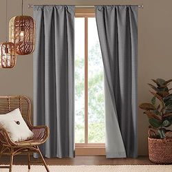 Dearfoams Energy Efficient Total Blackout Curtain Window Panel Set of 2, 37" x 84" Charcoal