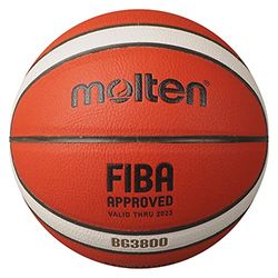 Molten BG3800 Basketbal, Indoor, FIBA-goedgekeurd, composietleer, maat 7, geschikt voor jongens van 14 jaar en volwassenen