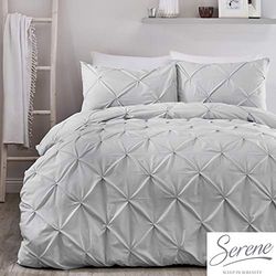 Serene Lara Ruched Easy Care Duvet Cover Set, Silver, King