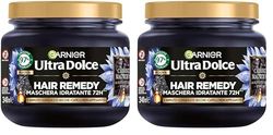Garnier Ultra Dolce Carbone Magnetico, Maschera Idratante Hair Remedy, 97% Origine Naturale, 1 Minuto di Posa, Per Lunghezze Secche, Senza Siliconi, 340 ml (Confezione da 2)