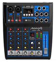 Audibax MG04 USB - Console di Missaggio Audio - Mixer Audio a 4 Canali - Interfaccia USB per Lettore e Registratore - Connessione Bluetooth e MP3 - Multieffetto DSP - Alimentazione Phantom 48 V