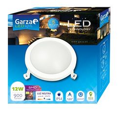 Garza Lighting Outdoor - Plafón LED Circular de Exterior, 12W, Luz Neutra 4000K, color Blanco