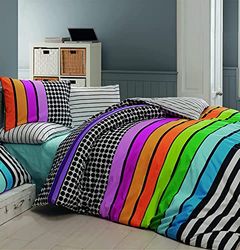 Bonateks, Single Ranforce duvet cover set, 100% cotton, duvet cover: 160 x 220 cm, fitted sheet: 160 x 240 cm, pillowcase: 50 x 70 cm (1 piece)