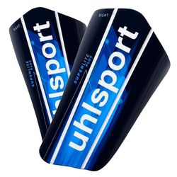 uhlsport Super Lite Plus Protège-Tibias de Football Protège-Tibias pour Enfants et Adultes - Ultra léger et Flexible, M, Bleu Marine/Bleu Fluo/Bla