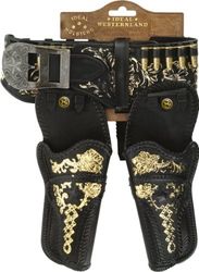 Schrödel J.G. Bälte stort, 2 hölster"œ: pistolbälte av plast med hölster för leksakpistoler, perfekt för cowboydräkter, 90 cm, svart (705 4217)