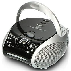 Lenco SCD-24 Reproductor de CD para niños - Reproductor de CD portátil - con Radio FM - Potencia de Salida de 2 x 1 W RMS - Antena telescópica - Negro