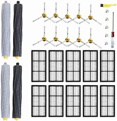 MZY LLC Confezione da 29 pezzi di ricambio per iRobot Roomba serie 800 900 805 860 870 871 880 890 960 980 985, kit di rifornimento con 10 filtri, 10 spazzole laterali, 2 estrattori di detriti, 1