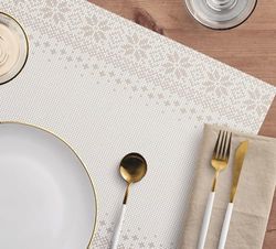Lot de 4 Sets de Table en Vinyle Hiver Beige 4U - 30 x 45 cm