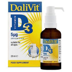 Dalivit Daily Vitamin D3 for Babies, Toddlers & Children Over 1 Month – Support The Growth of Bones, Joints, Teeth, Muscles & Immune System – Liquid Form Unflavoured (28ml)