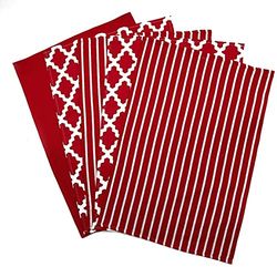 Penguin Home - Conjunto de 5 toalhas de chá 100 % algodão - macio - durável - design elegante em vermelho com vários padrões - lavável na máquina - 65 x 45 cm