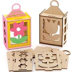 Baker Ross Lanterne di Legno con Fiori - Confezione da 3, Artigianato per Bambini (AX885)