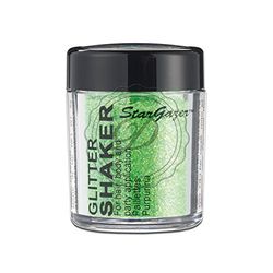 Stargazer UV Glitter Shaker, Green. Cosmetic glitter powder for use on the eyes, lips, face, body, hair and nails.