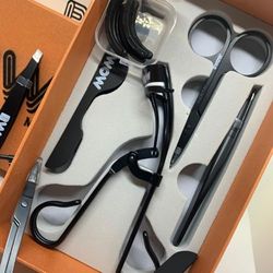 Pro Glam Fix Ultimate Precision Pro Eyebrows Eyelashes Set - Stainless Steel, Easy Grip, Durable, Compact Design, and Precision Aligned Tips, Tweezer, Scissors, Eyelash Curler, False Lash Holder