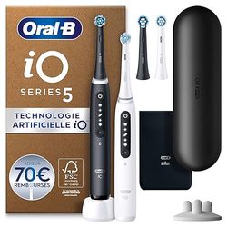 Oral-B iO Series 5 Plus Edition Brosse à dents électrique, 2 outils à main et 2 têtes de brosse,5 modes de brossage pour les soins dentaires, Cadeau Saint Valentin