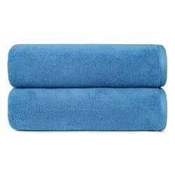 Amazon Basics Lot de 2 Serviettes de bain, draps de douche 100 % coton pour salle de bain, séchage rapide, absorbants, 70 x 140 cm, Bleu Lagon