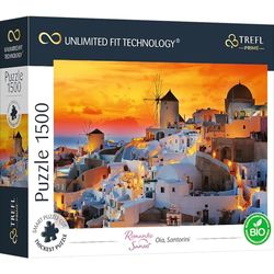Trefl-1500 Piezas, Cartón Más Grueso, Bio, EKO, Grecia, Atardecer, Vacaciones, Entretenimiento para Adultos Y Niños Mayores De 12 Años, Color uft Puzzle Romantic Sunset: oia, Santorini, 1500 (26195)