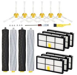 Vervangende onderdelen compatibel met iRobot Roomba 960 980 981 985 900-serie, 890 880 805 860 870 871 800 serie stofzuiger accessoires kit (6 filter, 2 rubberen borstels, 6 zijborstels, schroeven)