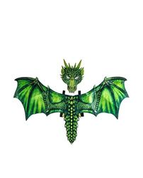 Carnival Toys SET DRAGO VERDE BIMBO IN TESSUTO (ALI H.cm.60X96 CA E MASCHERA) IN BUSTA CON CAVALLOTTO