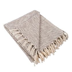 DII Algodão Handloom Slub riscas manta com franjas trançada