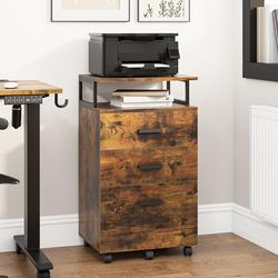 YITAHOME Mobiele archiefkast met wielen, rolcontainers met laden, bureaucontainer, ladekast, rolkast, ladecommode voor thuis en kantoor, 45,7 x 36 x 76,2 cm (vintage bruin)