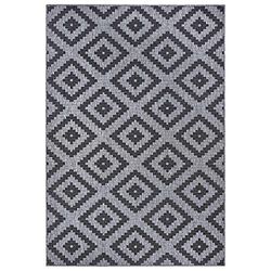 NORTHRUGS In- en outdoor tapijt Malta 80x350cm - omkeerbaar tapijt weerbestendig modern geometrisch patroon tapijt voor balkon terras tuin serre woonkamer tapijt waterdicht in Night Silver