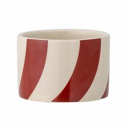 Bloomingville Jolly Tealight Holder in Red/White Striped Stoneware